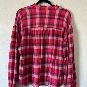 Women's Anthropologie Pink flannel size M !